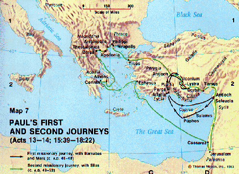 Paul's 1st & 2nd Missionary Journeys