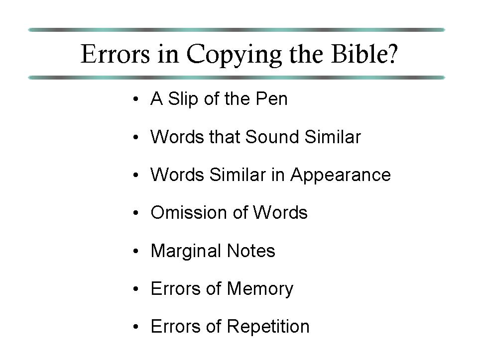 Errors in Copying the Bible?