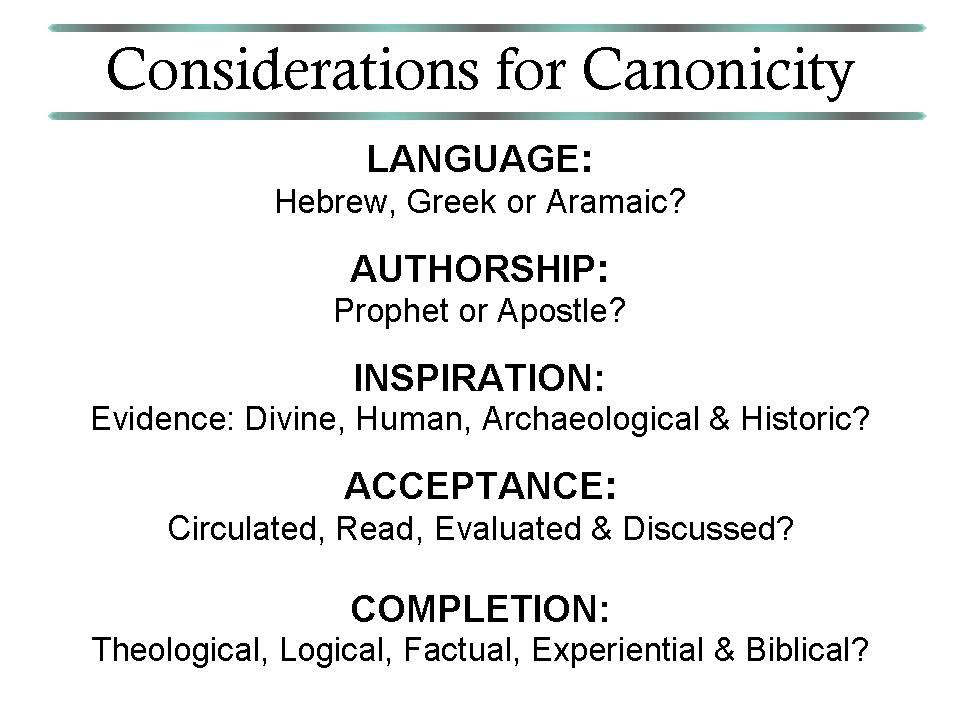 Considerations for Canonicity