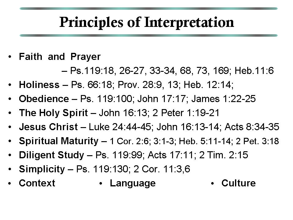 Principles of Interpretation