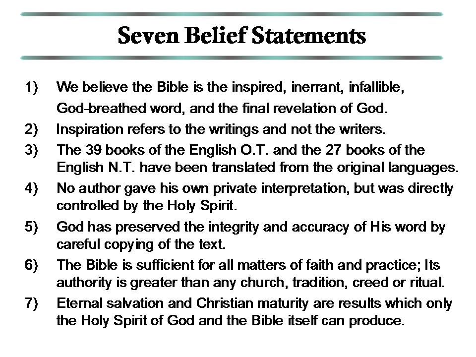 Seven Belief Statements