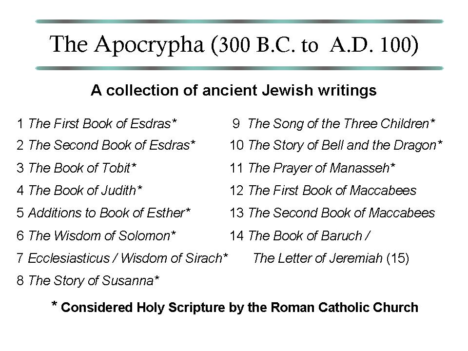 The Apocrypha (300 B.C. to A.D. 100)